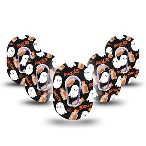 ExpressionMed Boolus Dexcom G6 Mini Tape, 5-Pack, Cute Little Ghosts, CGM Fixing Ring Patch Design with center stickers