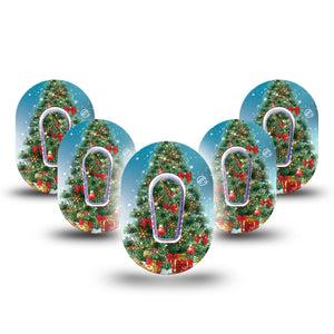 ExpressionMed Oh, Christmas Tree Dexcom G6 Mini Tape 5-Pack with center stickers