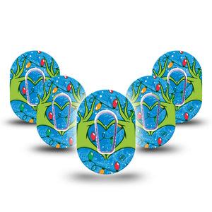 ExpressionMed Holiday Heart Hands Dexcom G6 Mini Tape 5-Pack Sticker and Tape Heart Hand Sign, CGM Adhesive Patch Design