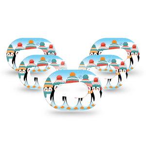 ExpressionMed Penguins In Row Dexcom G6 Mini Tape 5-Pack Tape Christmas Spirit Penguin Buddies, Adhesive Tape CGM Design