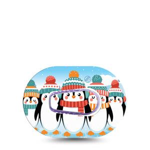 ExpressionMed Penguins In Row Dexcom G6 Mini Tape Single Tape and Single Sticker Christmas Spirit Penguin Buddies, Adhesive Tape CGM Design