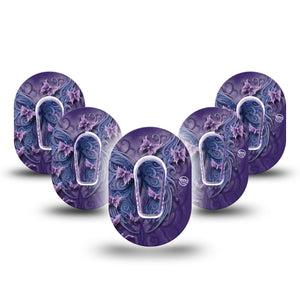 ExpressionMed Purple Butterfly Dexcom G6 Mini Tape 5-Pack Tape and 5-Pack Sticker Purple Beauty, Adhesive Tape CGM Design