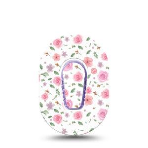 ExpressionMed Pastel Flower Dexcom G6 Mini Tape Single Tape and Single Sticker Gentle Blooms, Adhesive Tape CGM Design