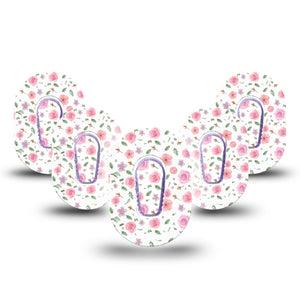 ExpressionMed Pastel Flower Dexcom G6 Mini Tape 5-Pack Tape and 5-Pack Sticker Pink Flowers, Adhesive Tape CGM Design