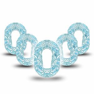 ExpressionMed Aqua Floral Dexcom G6 Mini Tape 5-Pack Tape Oceanic Flowers Adhesive Patch Continuous Glucose Monitor Design