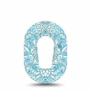 ExpressionMed Aqua Floral Dexcom G6 Mini Tape Single Tape Pastel Petals Adhesive Patch Continuous Glucose Monitor Design