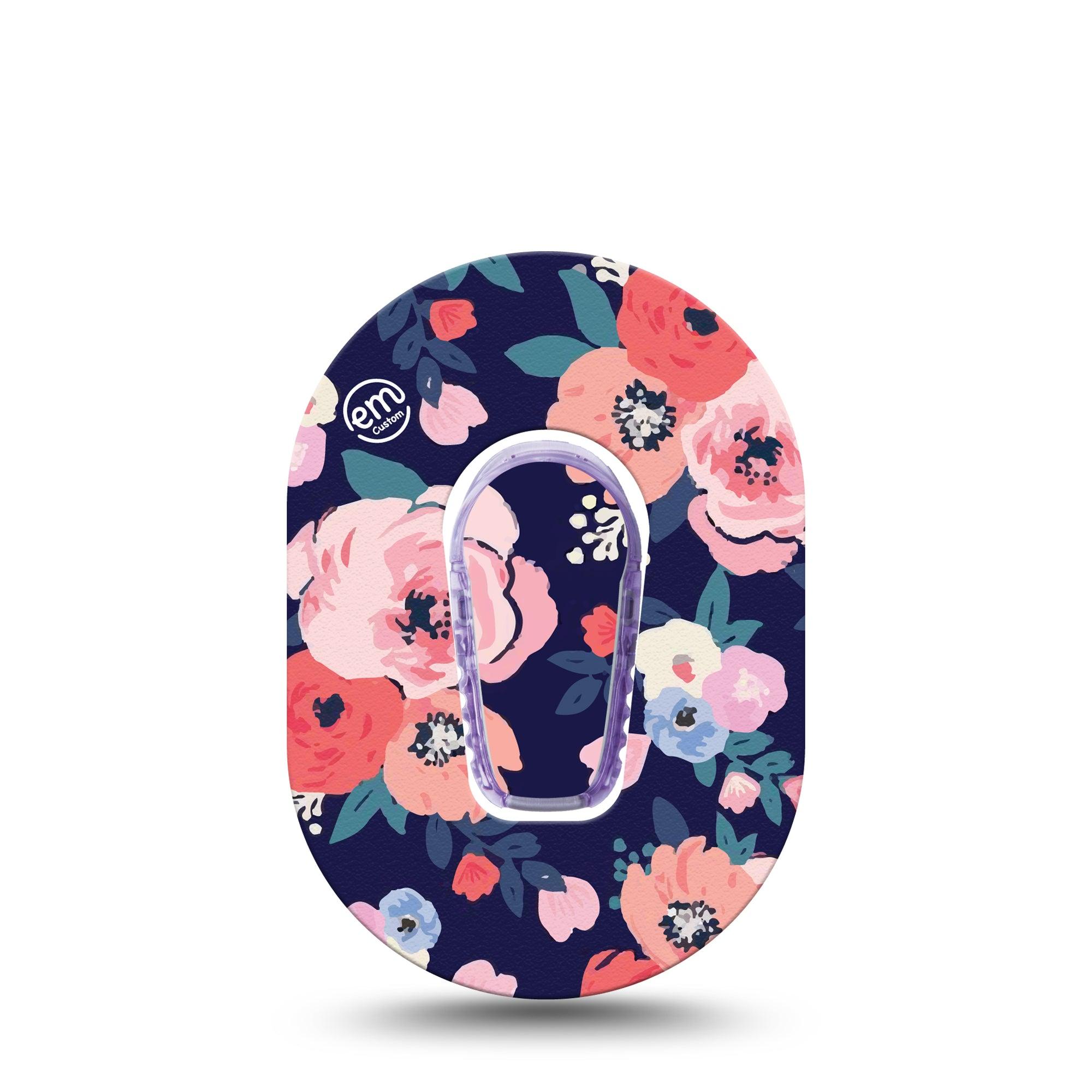 ExpressionMed Painted Flower Variety Dexcom G6 Mini Tape Single Tape and Single Sticker Petal Painting, Adhesive Tape CGM Design