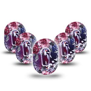 Dark Rose Dexcom G6 Mini Patch 5-Pack with center stickers
