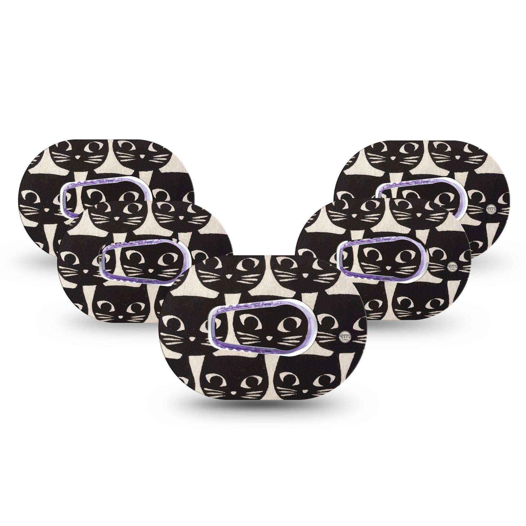 Black Cats Dexcom G6 Mini Tape 5-Pack with center sticker