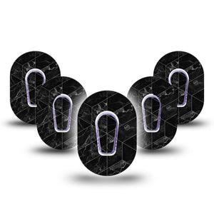 Black Marble Dexcom G6 Mini Patch 5-Pack Tape and 5-Pack Sticker