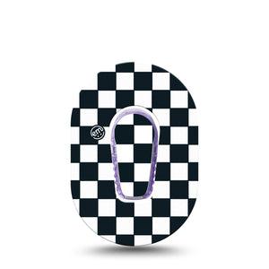 ExpressionMed Checkered Dexcom G6 Mini Tape Single Tape and Single Sticker Vintage Checker, Adhesive Patch Continuous Glucose Monitor Design