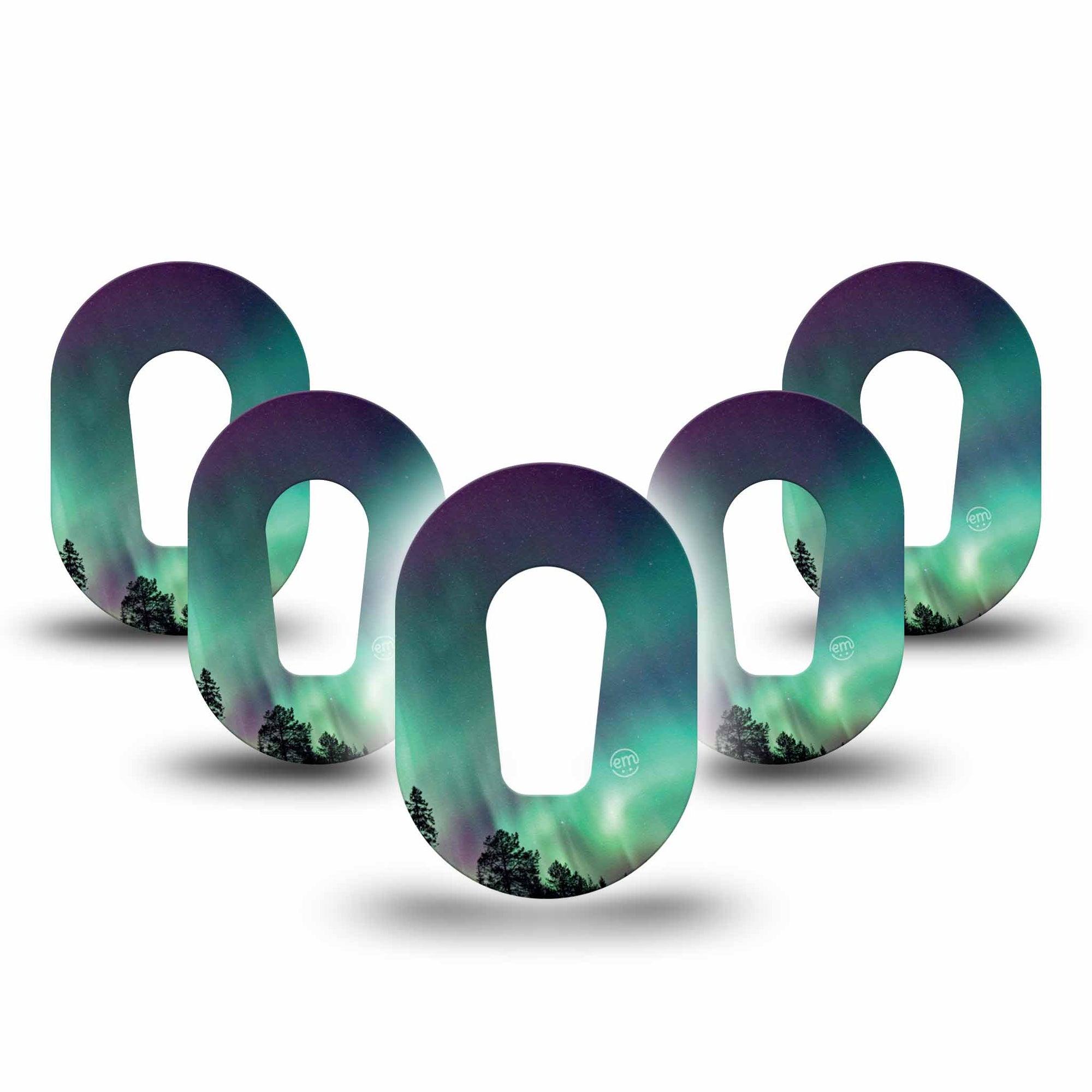 ExpressionMed Northern Lights Dexcom G6 Mini Tape 5-Pack Tape, Colorful Night Sky CGM Overpatch Design, Dexcom Stelo Glucose Biosensor System