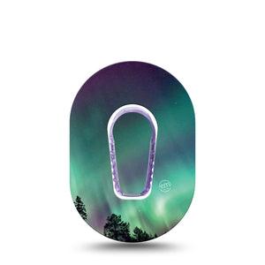 ExpressionMed Northern Lights Dexcom G6 Mini Tape Single Tape and Single Sticker Colorful Night Sky, Plaster Continuous Glucose Monitor Design