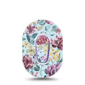 Botanical Blooms Dexcom G6 CGM Mini Adhesive Cover with center sticker
