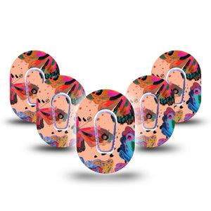 Butterfly Wings Dexcom G6 CGM Mini Adhesive Cover 5-Pack with center stickers