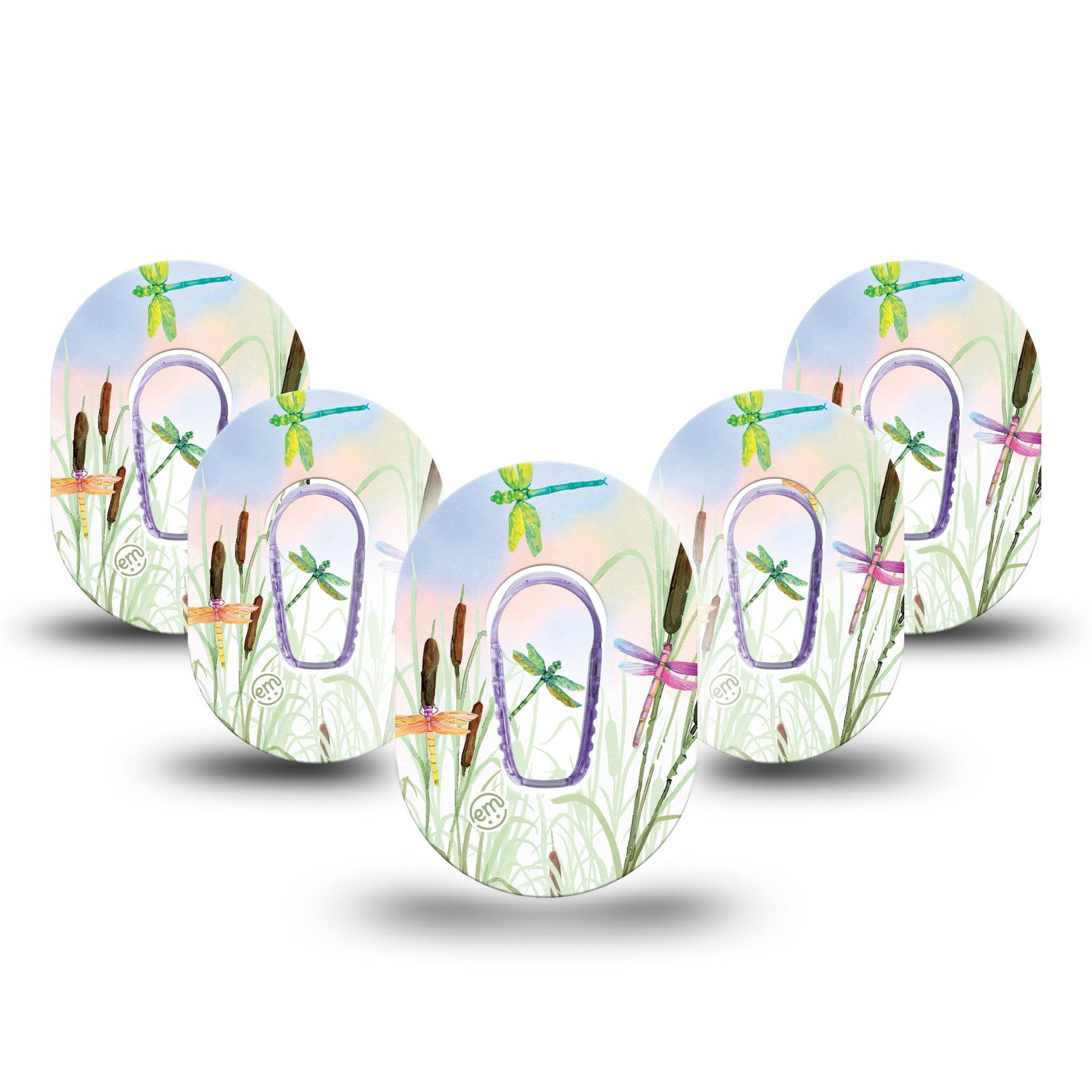 ExpressionMed Dragonfly Dexcom G6 Mini Cover 5-Pack with center stickers