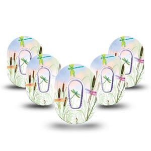 ExpressionMed Dragonfly Dexcom G6 Mini Cover 5-Pack with center stickers