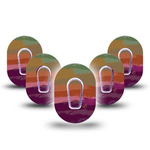 ExpressionMed Falling Colors Dexcom G6 Mini Tape 5-Pack with center stickers