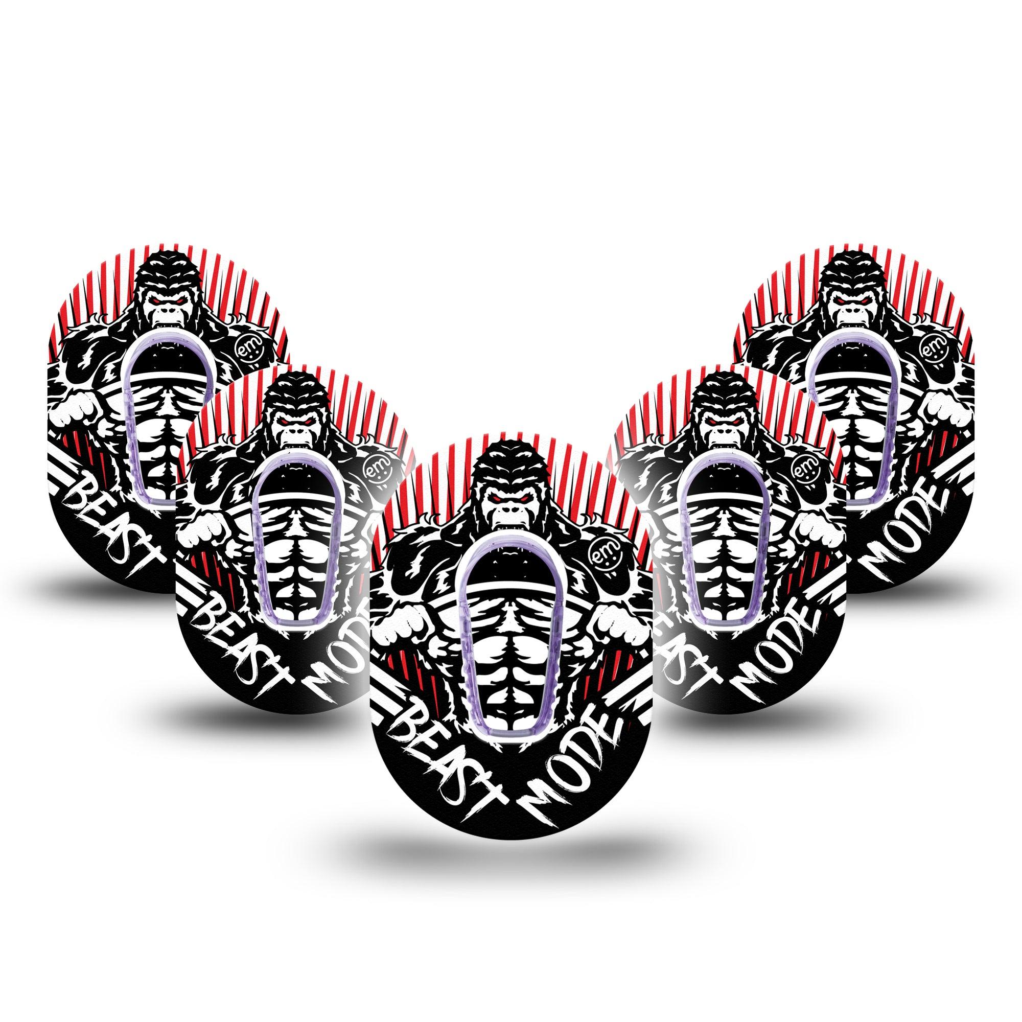 Beast Mode Dexcom G6 Mini Tape 5-Pack with center stickers