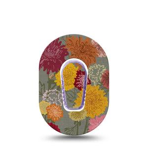 Chrysanthemums Dexcom G6 Mini Tape with center sticker