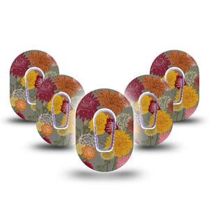 Chrysanthemums Dexcom G6 Mini Tape 5-Pack with center stickers