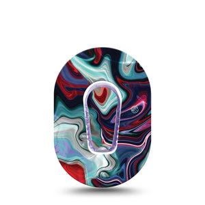 ExpressionMed Moody Marble Dexcom G6 Mini Cover with center sticker