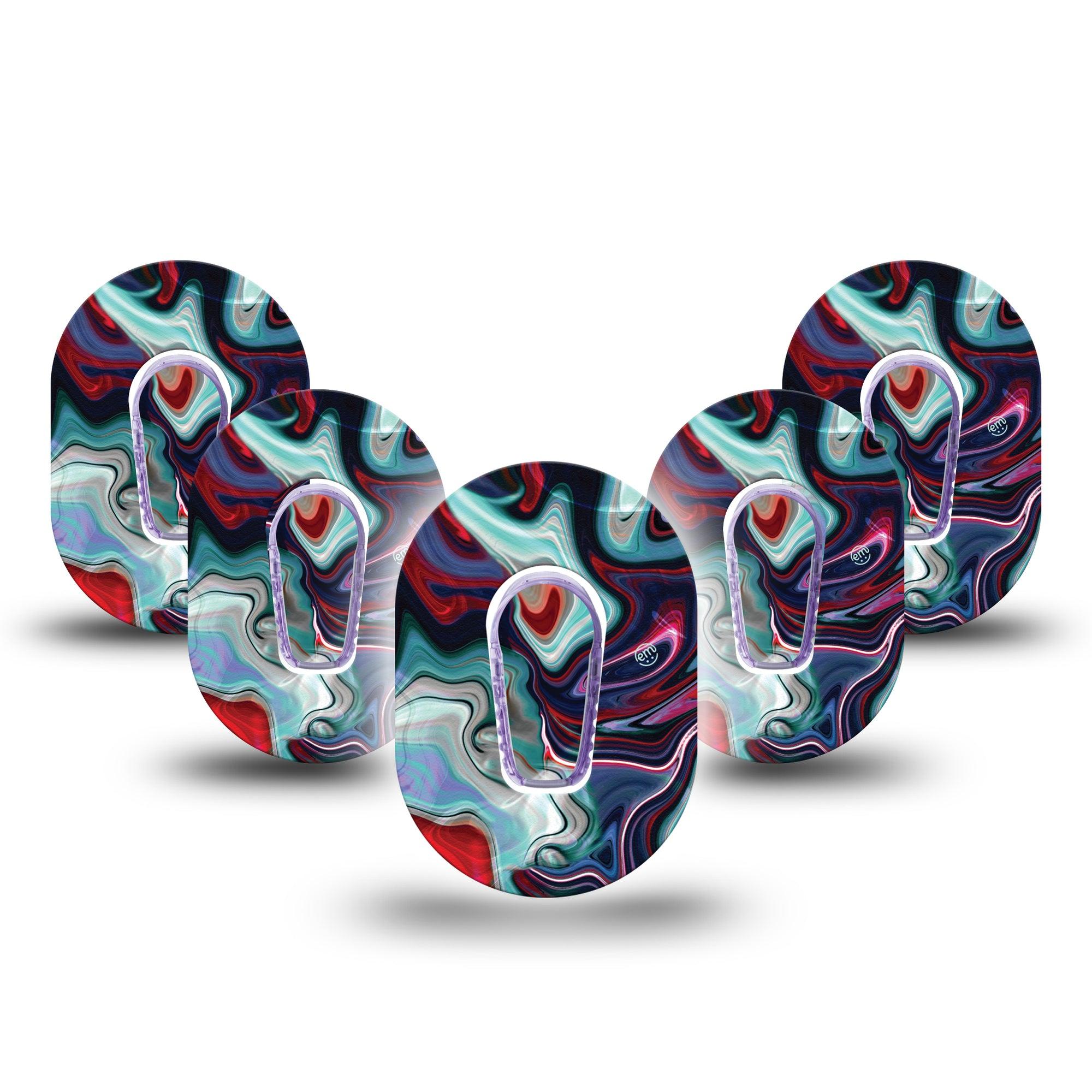 ExpressionMed Moody Marble Dexcom G6 Mini Cover 5-Pack with center stickers