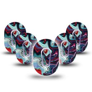 ExpressionMed Moody Marble Dexcom G6 Mini Cover 5-Pack with center stickers