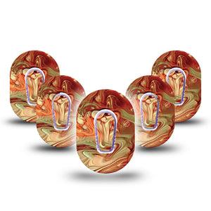 ExpressionMed Rustic Marble Dexcom G6 Mini Cover 5-Pack with center stickers