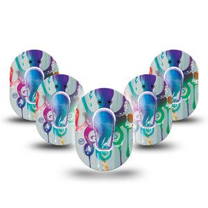 ExpressionMed Octopus Tattoo Dexcom G6 Mini Tape 5-Pack with center stickers