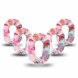 Blossoms Dexcom G6 Tape, 5-Pack Tape Colorful Florals Themed, Adhesive Tape Continuous Glucose Monitor Design