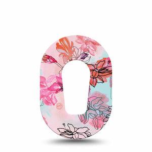 Blossoms Dexcom G6 Tape, Single Tape Colorful Florals Themed, Adhesive Tape Continuous Glucose Monitor Design