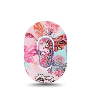 Blossoms Dexcom G6 Tape, Single Tape and Single Sticker Colorful Florals Themed, Adhesive Tape Continuous Glucose Monitor Design
