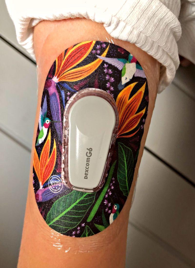 ExpressionMed Frosted Variety Pack Dexcom G6 Mini Tape, Single Tape, Arm Wearing Floral Themed CGM Adhesive Patch Design