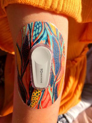 ExpressionMed OMG Orange Variety Pack Dexcom G6 Mini Tape, Single Tape, Arm Wearing Floral Themed CGM Adhesive Patch Design