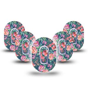 ExpressionMed Floral Enchantment Dexcom G6 Mini Tape 5-Pack with center stickers