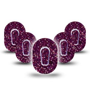 ExpressionMed Pink Sequins Dexcom G6 Mini Tape 5-Pack with center stickers