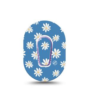ExpressionMed Painted Daisies Dexcom G6 Mini Tape Single Tape and Single Sticker Simple Florals Inspired, Adhesive Tape CGM Design