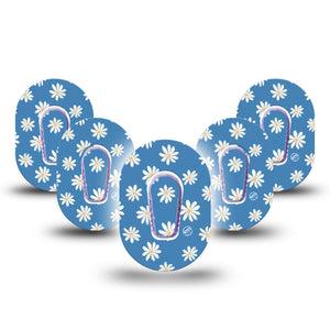 ExpressionMed Painted Daisies Dexcom G6 Mini Tape 5-Pack Tape + 5-Pack Sticker Painted Artwork Themed, Adhesive Tape CGM Design