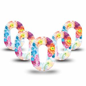 ExpressionMed Watercolor Poppies Dexcom G6 Mini Tape 5-Pack Tape Pastel Florals, Adhesive Tape CGM Design