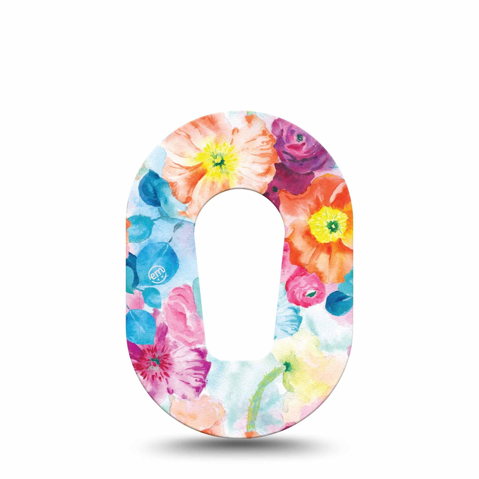 ExpressionMed Watercolor Poppies Dexcom G6 Mini Tape Single Tape Floral Watercolors, Adhesive Tape CGM Design