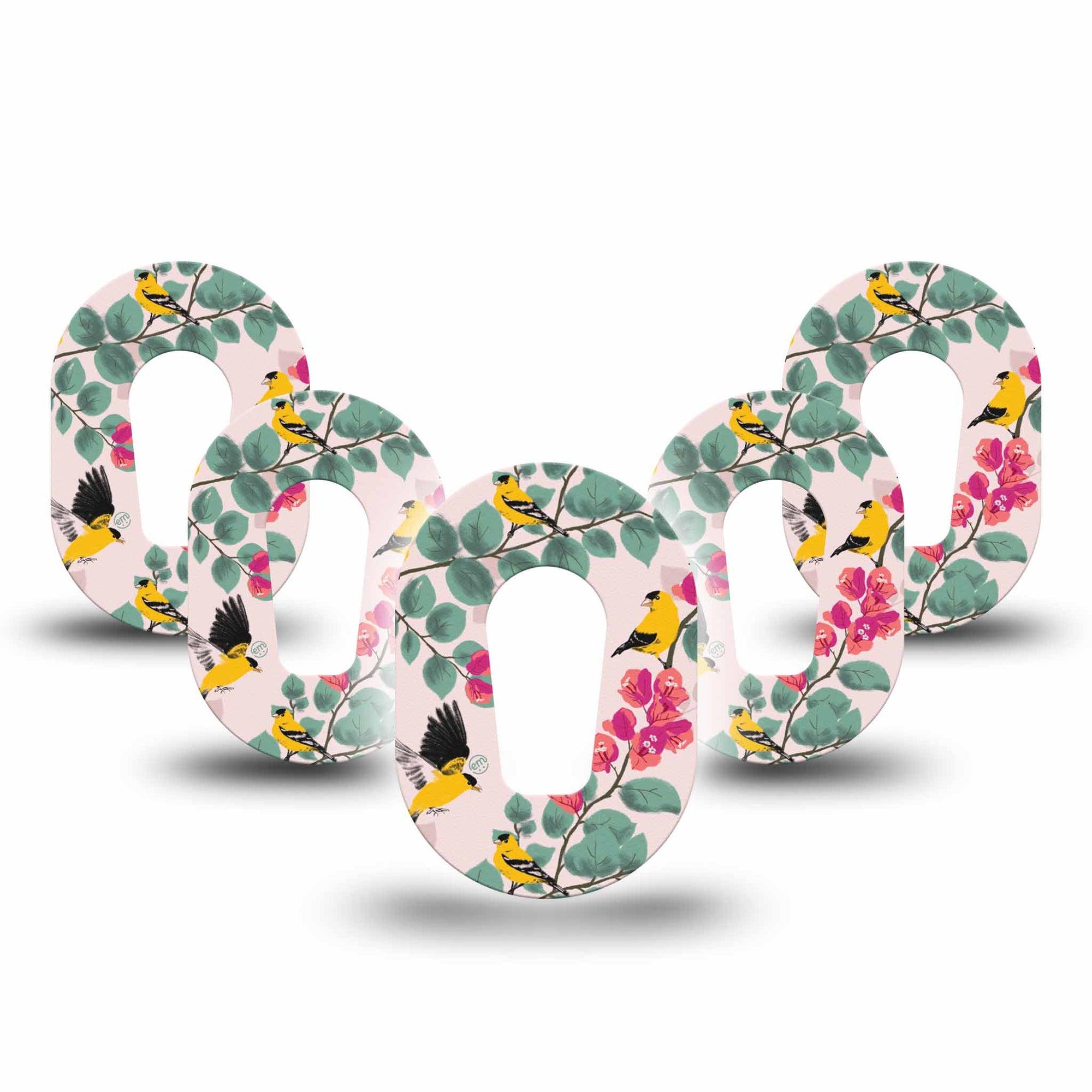 ExpressionMed Yellow Finch Dexcom G6 Mini Tape 5-Pack Tape Bright Bird, Adhesive Tape CGM Design