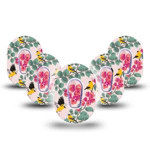 ExpressionMed Yellow Finch  Dexcom G6 Mini Tape 5-Pack Tape + 5-Pack Sticker Bright Bird, Adhesive Tape CGM Design