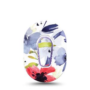 ExpressionMed Red White & Blue Flowers G6 Mini Tape with center sticker