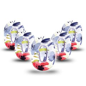 ExpressionMed Red White & Blue Flowers G6 Mini Tape 5-Pack with center stickers