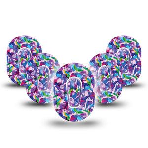 Vibrant Purple Flowers G6 Mini Tape 5-Pack with center stickers