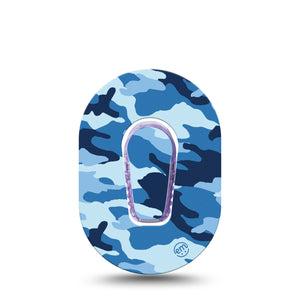 ExpressionMed Blue Camo Dexcom G6 Mini Tape Single Tape and Single Sticker Navy Camo, Adhesive Tape CGM Design