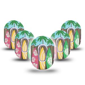 pink flower surfboard for girls dexcom g6 patch with center stickers