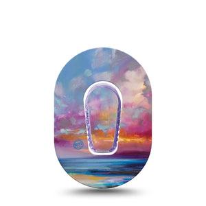 ExpressionMed Painted Skies  Dexcom G6 Mini Tape Single Tape and Single Sticker Vibrant Dusk, Adhesive Tape CGM Design
