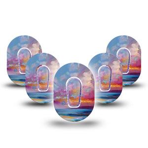 ExpressionMed Painted Skies  Dexcom G6 Mini Tape 5-Pack Tape + 5-Pack Sticker Evening Hues, Adhesive Tape CGM Design